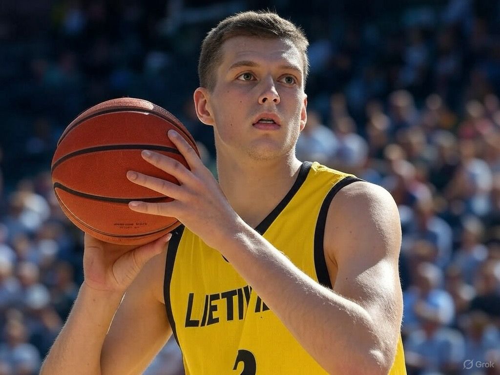 Alexovic Transicolo, con una palla di basket che sta per tirare